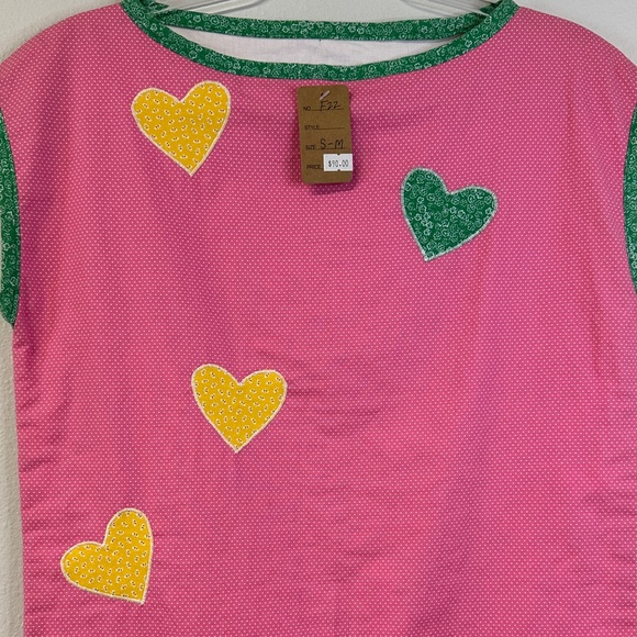 NWT Handmade by Erika Cotton Pink Heart Mini Dress Size S - Picture 4 of 6
